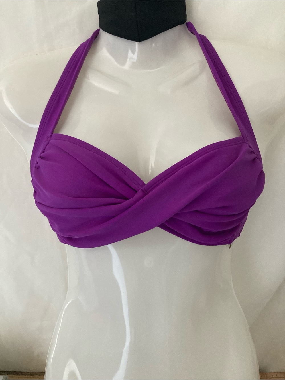 Athletic Works Purple Twist Front Bikini Top M Padded Halter